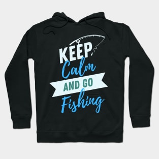 Blue and Green Lettering Keep Calm Fishing Lifestyle and Hobbies Hoodie
